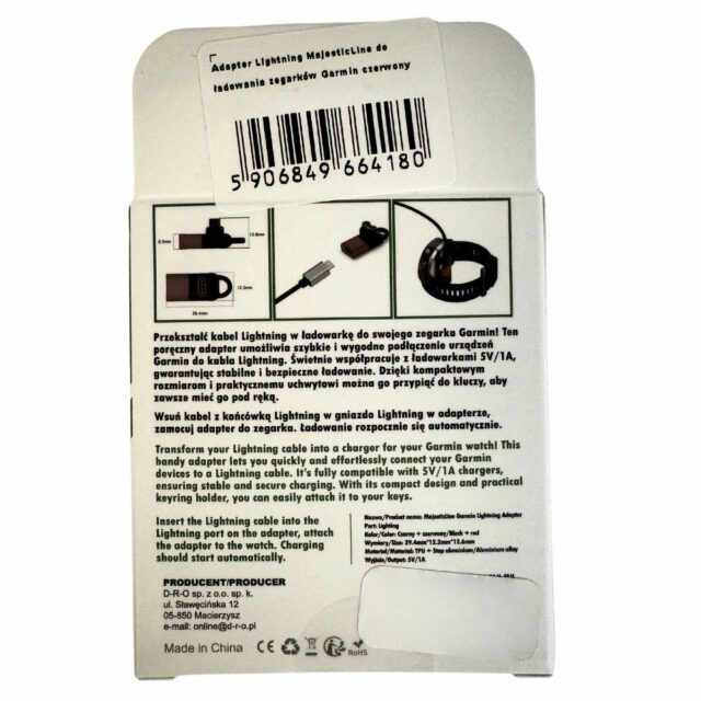 Adapter Lightning MajesticLine for Charging Garmin Watches red - imagine 8