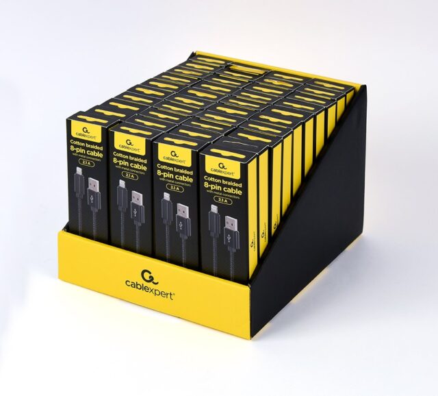 Gembird CCDB-mUSB2B-AMLM-6 Cotton braided 8-pin cable with metal connectors  1.8 m  black - imagine 3