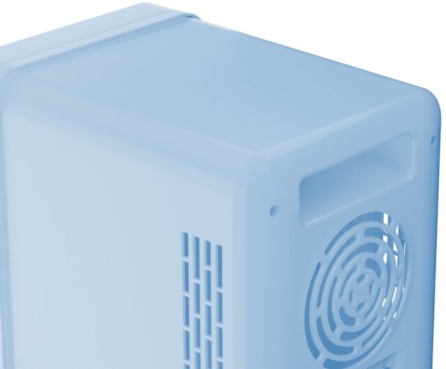 Mini lodówka z lusterkiem do makijażu LED ELLE 4L niebieska - imagine 4