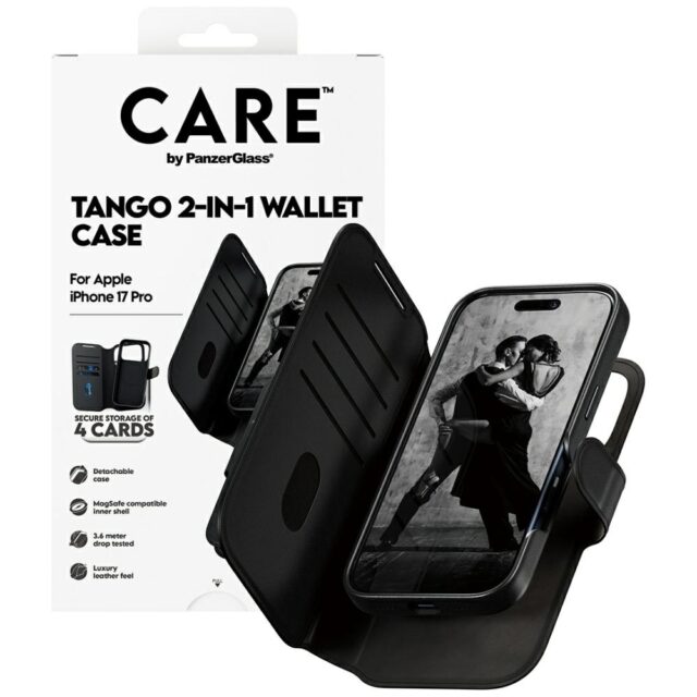 Case CARE by PanzerGlass Feature Tango 2w1 Wallet Case MagSafe for iPhone 17 Pro black - imagine 4