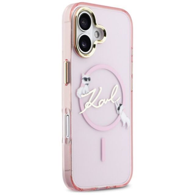 Case Karl Lagerfeld IML Choupettes Karl  Script Logo MagSafe for iPhone 17 pink - imagine 4