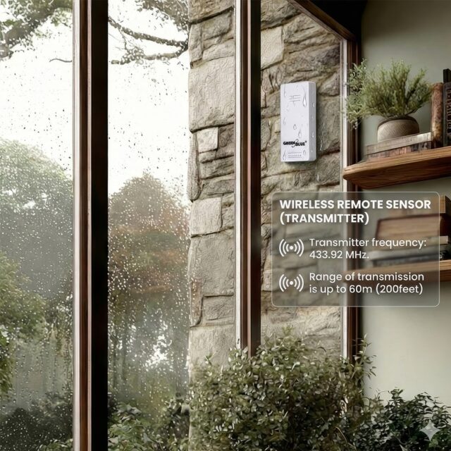 GreenBlue wireless weather station  IN/OUT temperature  clock  °C/°F selectable  range up to 60 m  GB162 - imagine 7