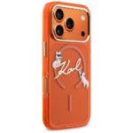 Case Karl Lagerfeld IML Choupettes Karl  Script Logo MagSafe for iPhone 17 Pro Max orange - imagine 4