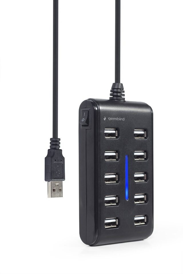 Gembird UHB-U2P10P-01 10-port USB 2.0 hub  black - imagine 3
