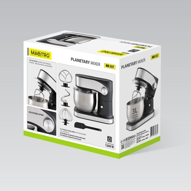 Feel-Maestro MR-557 Planetary mixer with 3 l bowl  1200 W Black - imagine 6