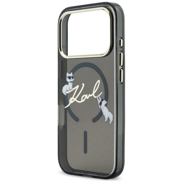 Case Karl Lagerfeld IML Choupettes Karl  Script Logo MagSafe for iPhone 17 Pro black - imagine 6