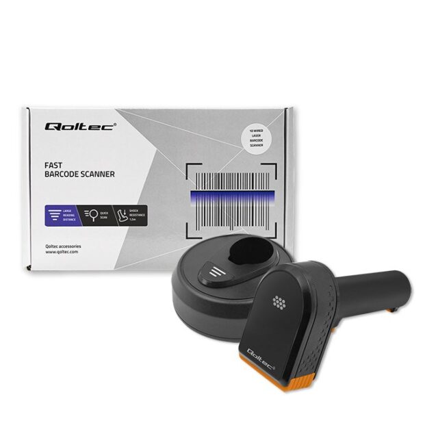 Qoltec 50878 Wireless barcode reader and QR code scanner | 1D 2D | 2.4G | + docking station - imagine 2
