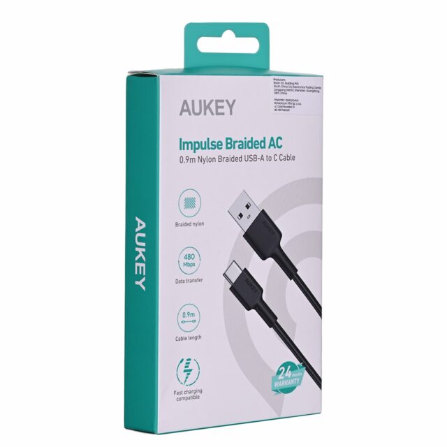 AUKEY CB-CD30 USB cable 0.9 m USB A USB C Black - imagine 9
