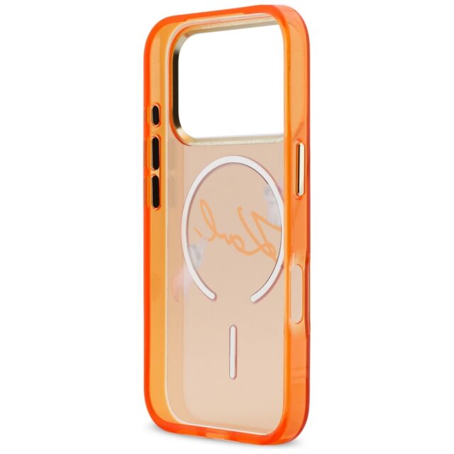 Case Karl Lagerfeld IML Choupettes Karl  Script Logo MagSafe for iPhone 17 Pro orange - imagine 7