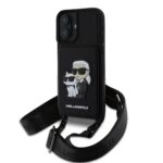 Karl Lagerfeld Saffiano Crossbody Popruh Karl and Choupette Kryt pro iPhone 16 Black