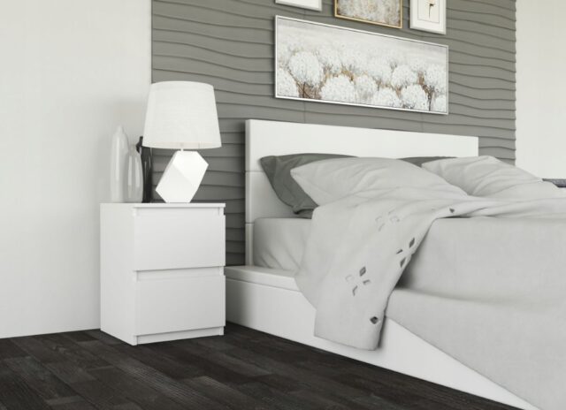 MALWA M2 WHITE BEDSIDE TABLE - imagine 6