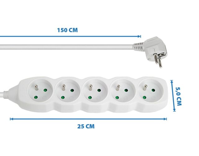 Esperanza ELK207W power extension 1.5 m 5 AC outlet(s) Indoor White - imagine 3
