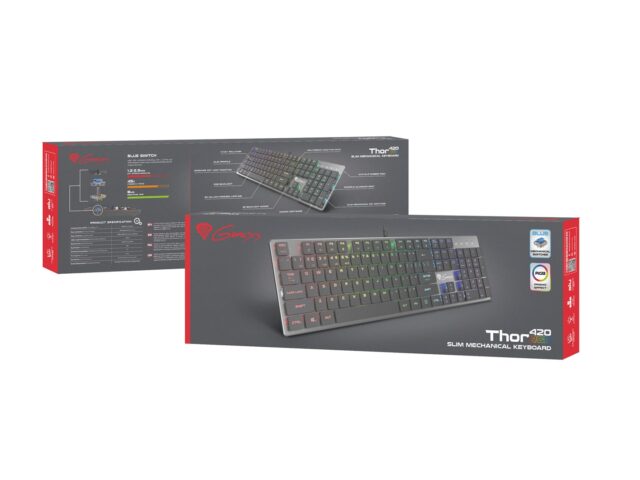 GENESIS Thor 420 RGB keyboard Gaming USB AZERTY US English Silver - imagine 7
