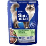 OptiVital szarpane kawałki dla kota sterylizowanego z cielęciną w sosie 85g