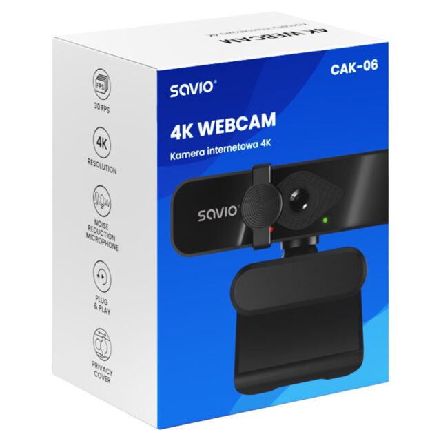 Savio CAK-06 webcam 3840 x 2160 pixels USB Black - imagine 5