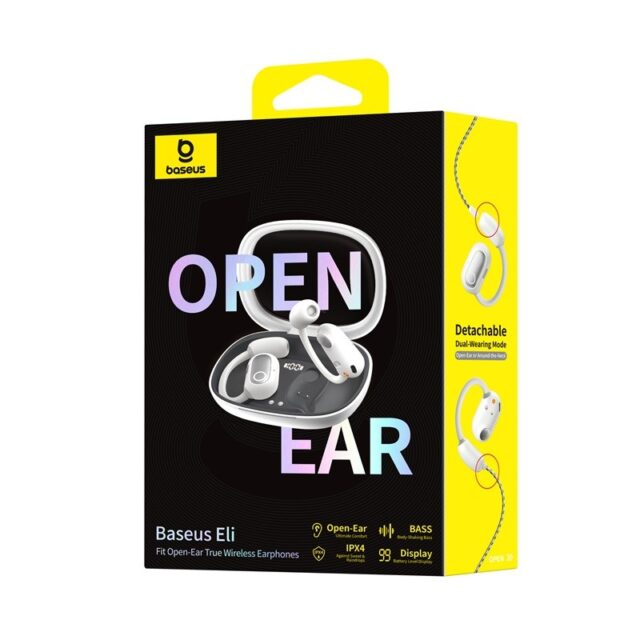 Baseus Eli Fit Open- Ear Headset Wireless Connectivity/Music USB Type-C Bluetooth White - imagine 9