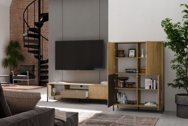 KAMARO 4DK SLIM/GŁ OAK ARTISAN DISPLAY CABINET - imagine 10