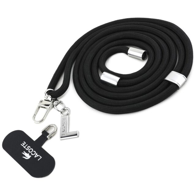 Case Lacoste Iconic Petit Pique Crossbody Cord MagSafe for iPhone 15 black - imagine 8