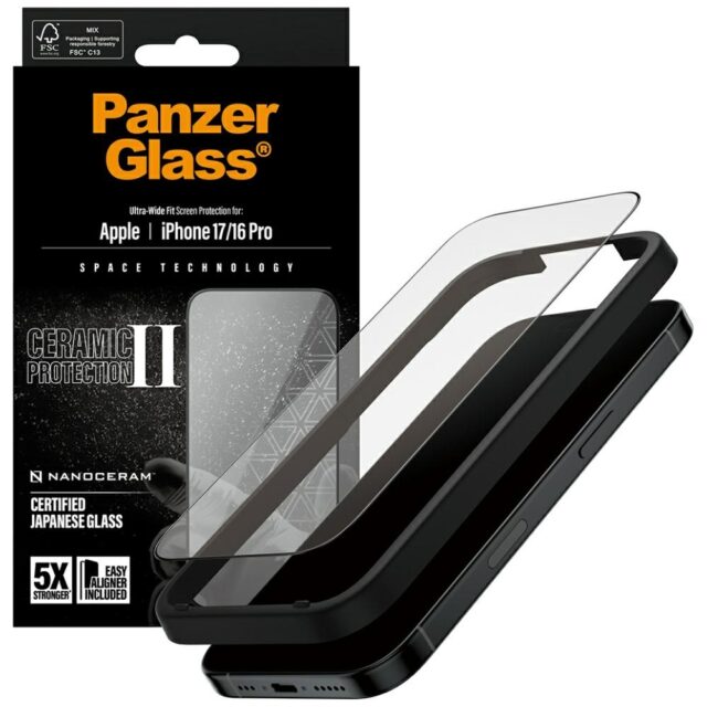 PanzerGlass Ceramic II Ultra-Wide Fit EasyAligner iPhone 17 / 16 Pro - imagine 4