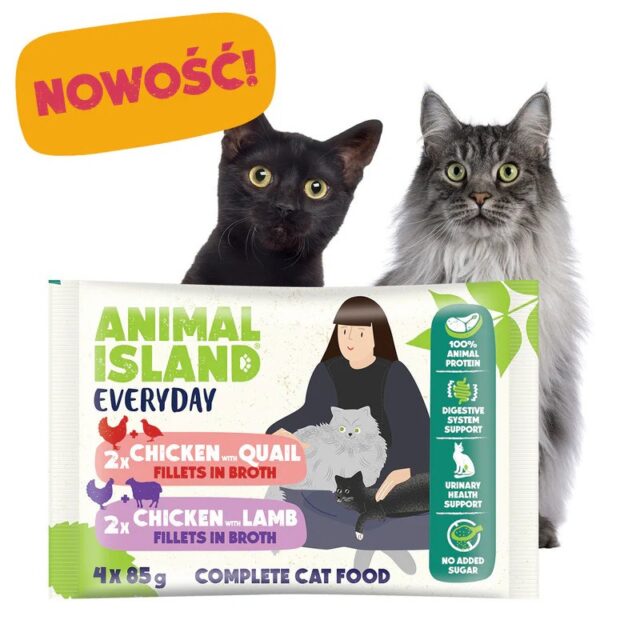 ANIMAL ISLAND kurczak/przepiórka/jagnięcina saszetki dla kota 4x85g - imagine 3