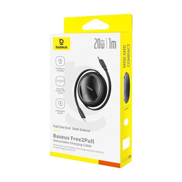 Baseus Free2Pull - 20 W USB-C to Lightning Retractable Cable  1 m (black) - imagine 3