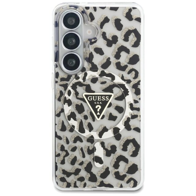 Case Guess IML Leopard Print Triangle    MagSafe for Samsung Galaxy S26 black - imagine 3
