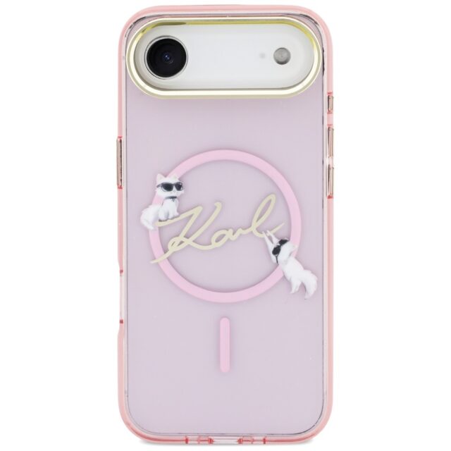 Case Karl Lagerfeld IML Choupettes Karl  Script Logo MagSafe for iPhone Air pink - imagine 3