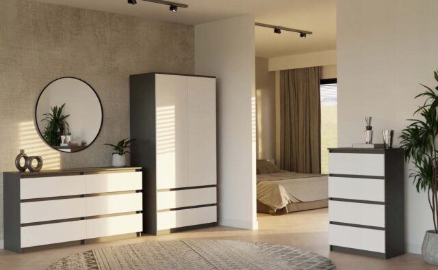 MALWA SS-90 wardrobe  anthracite/white - imagine 8