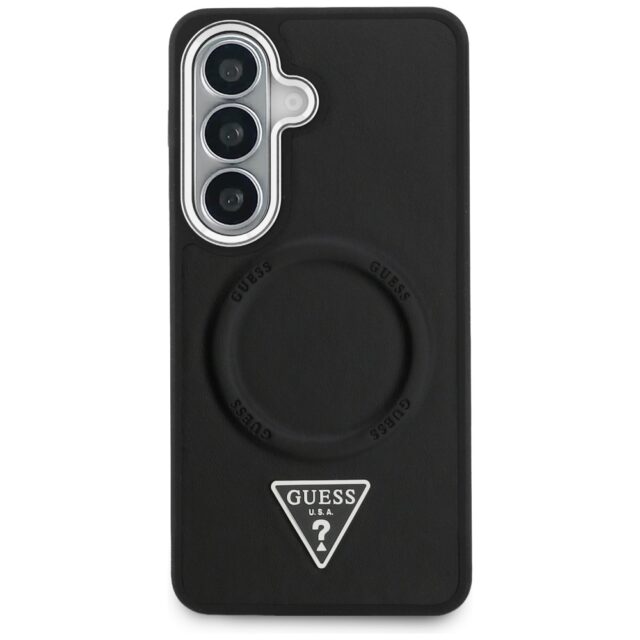 Case Guess Embossed Ring Triangle Logo   MagSafe for Samsung Galaxy S26 black - imagine 3
