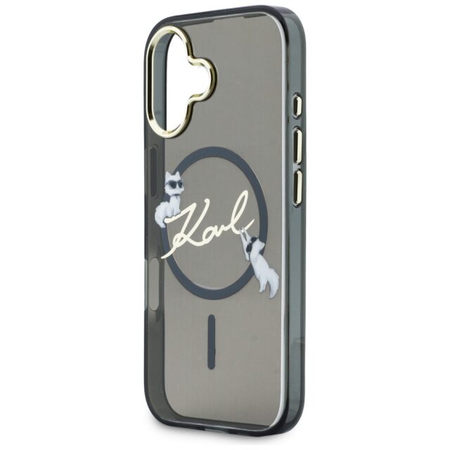 Case Karl Lagerfeld IML Choupettes Karl  Script Logo MagSafe for iPhone 17 black - imagine 6
