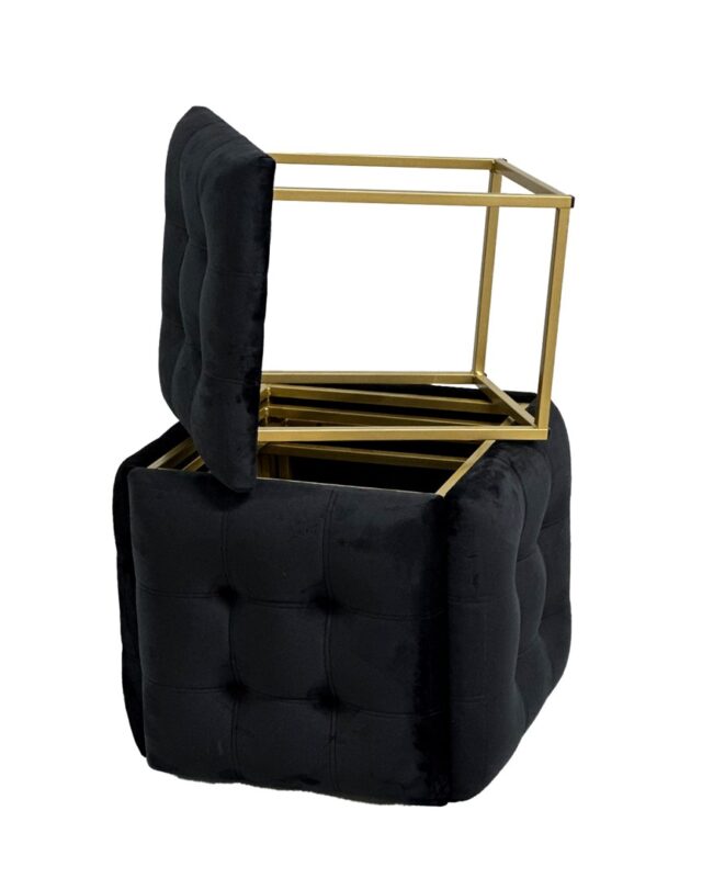 Puff-transformer 5in1 - 5 stools in 1 pouffe black velvet - imagine 2