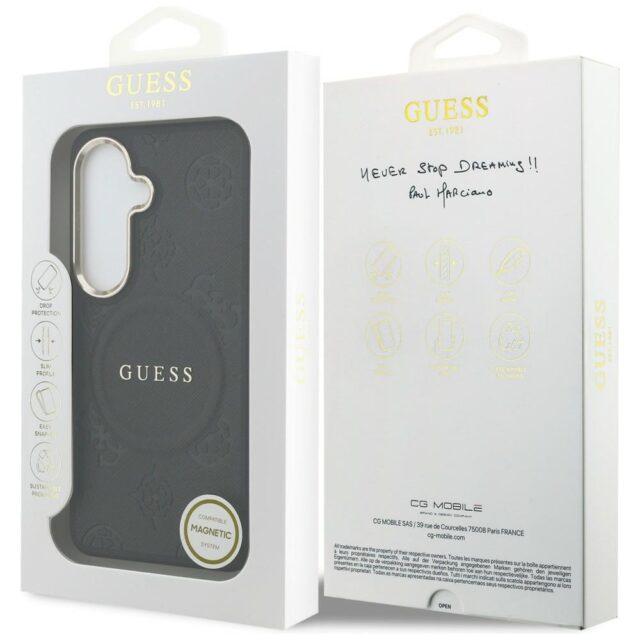 Case Guess Saffiano Peony Embossed Ring  MagSafe for Samsung Galaxy S26 black - imagine 8