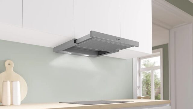 Bosch Serie 2 DFM064W55 cooker hood Semi built-in (pull out) Metallic  Silver 394 m3/h - imagine 2