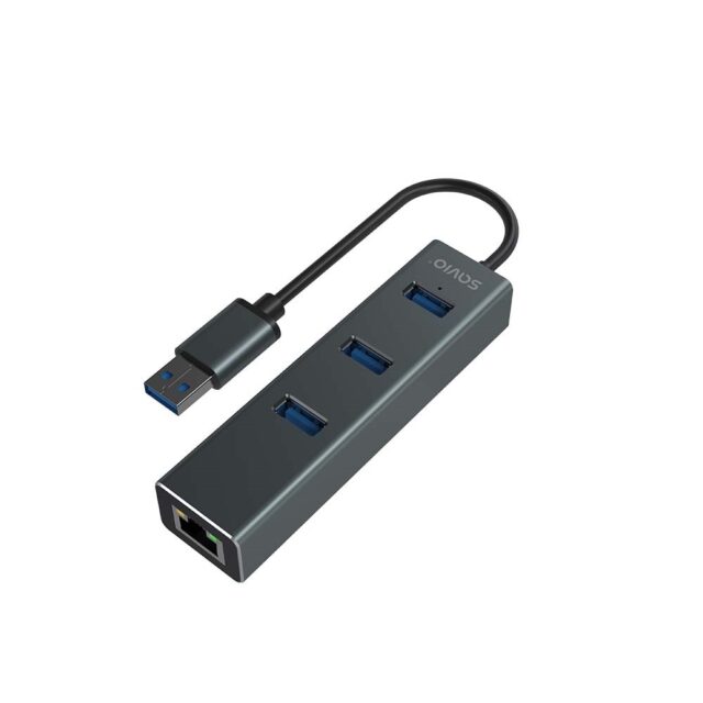 Savio AK-57 USB-A - 3 x USB-A HUB with RJ-45 Gigabit Ethernet adapter 5000 Mbit/s grey USB 3.2 Gen 1 (3.1 Gen 1) Micro-B 5000 Mbit/s Black - imagine 10