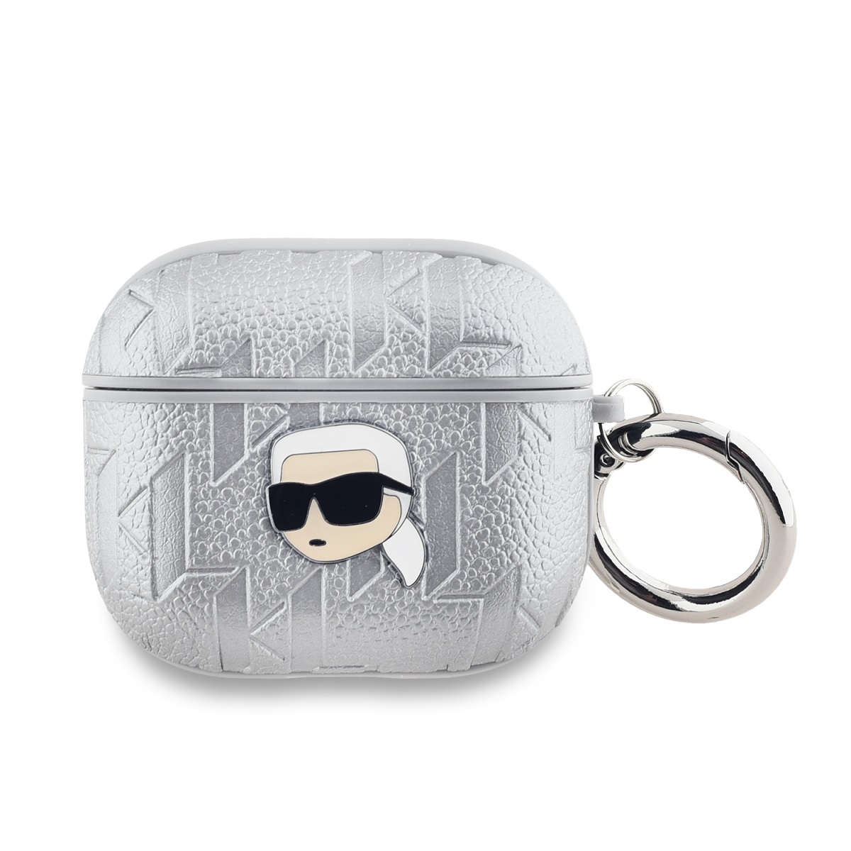 cps-9389088b00484369a5297dd365510a94-2026-03-05-08-13-22 Karl Lagerfeld PU Embossed Karl Head Pouzdro pro AirPods 3 Silver - imagine 1