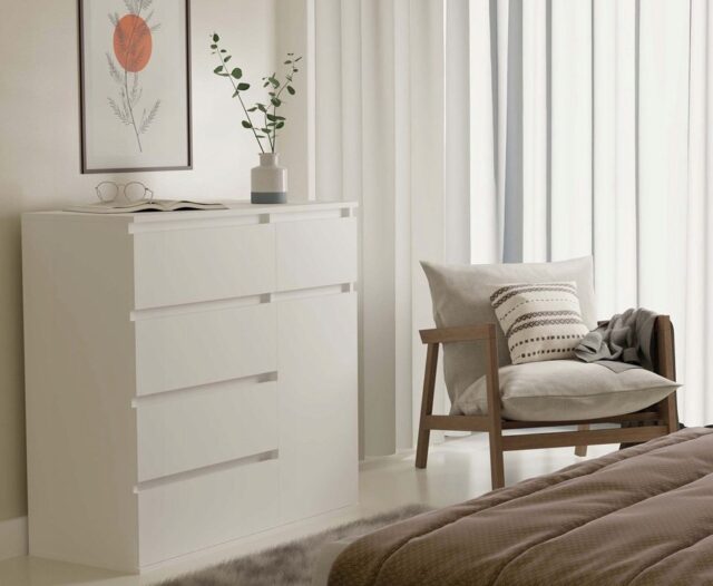 MALWA 1D5S WHITE CHEST OF DRAWERS - imagine 7