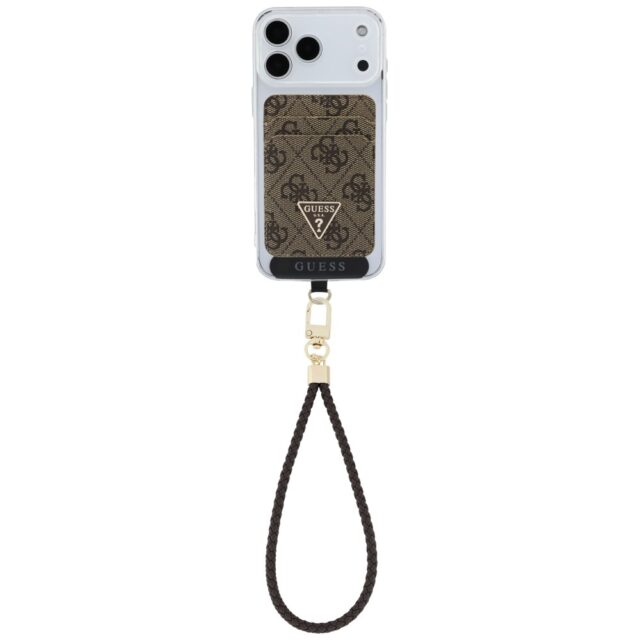 Zestaw portfel + hand strap Guess         triangle MagSafe brązowy - imagine 2