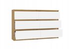 M6 MALWA CHEST OF DRAWERS 120 CM 6 DRAWERS OAK ARTISAN/WHITE - imagine 2
