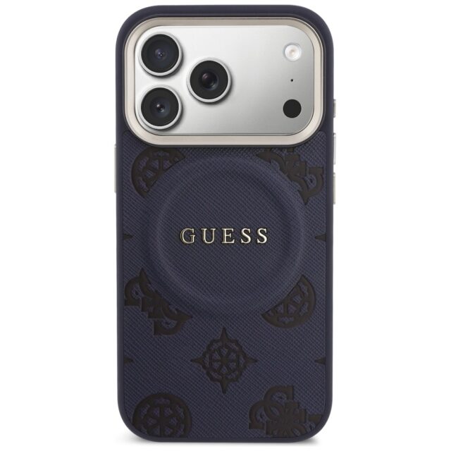 Etui Guess Peony Hot Stamp MagSafe do     iPhone 17 Pro niebieski - imagine 3
