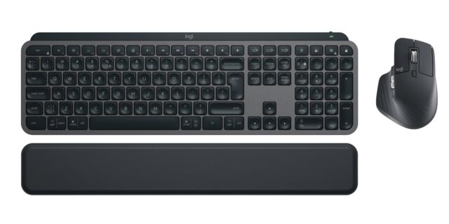 Logitech Master MX Keys Combo for Bussiness keyboard Mouse included Office RF Wireless + Bluetooth QWERTY US International Graphite - imagine 4