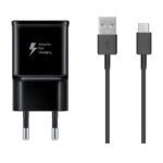EP-TA200EBE + EP-DR140ABE Samsung 15W Cestovní nabíječka + USB-C Datový Kabel Black (OOB Bulk)