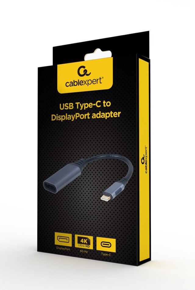 Cablexpert A-USB3C-DPF-01 video cable adapter 0.15 m USB Type-C DisplayPort Grey - imagine 3