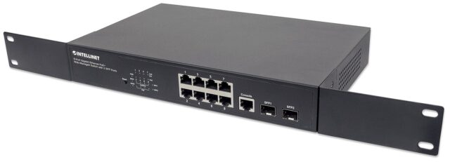 Intellinet 8-Port Gigabit Ethernet PoE+ Web-Managed Switch with 2 SFP Ports  IEEE 802.3at/af Power over Ethernet (PoE+/PoE) Compliant  140 W  Endspan  Desktop  19  Rackmount  Box - imagine 6