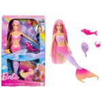 Barbie A Touch of Magic “Malibu” Mermaid Doll with Color Change Feature  Pet Dolphin and Accessories