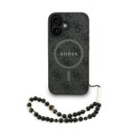 Guess PU Leather 4G Colored Ring Strap MagSafe Zadní Kryt pro iPhone 16 Black