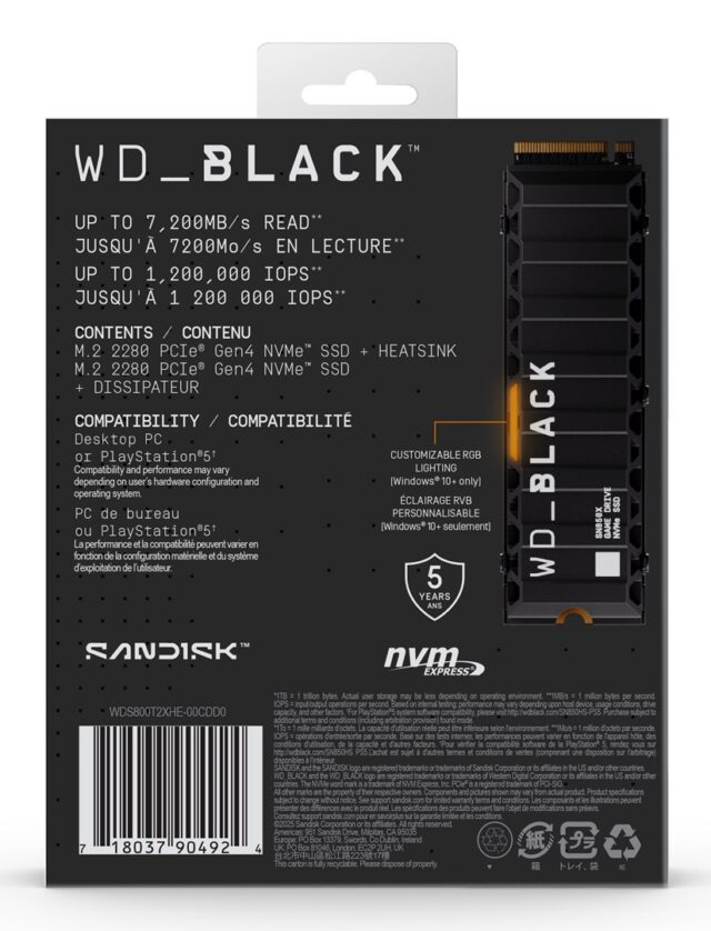 Western Digital Black WDS800T2XHE internal solid state drive 8 TB M.2 PCI Express 4.0 NVMe - imagine 4