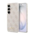 Guess PU 4G Script Metal Logo Magnetic Zadní Kryt pro Samsung Galaxy S26 Pink