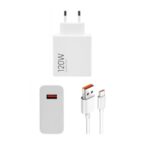 Xiaomi MDY-14-EE USB-A 120W Cestovní Nabíječka + USB-C 6A Datový Kabel White (Pošk. Balení)