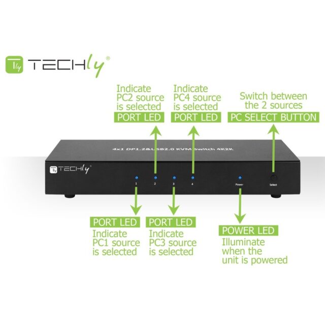 Techly IDATA DP-KVM4 KVM switch Rack mounting Black - imagine 8