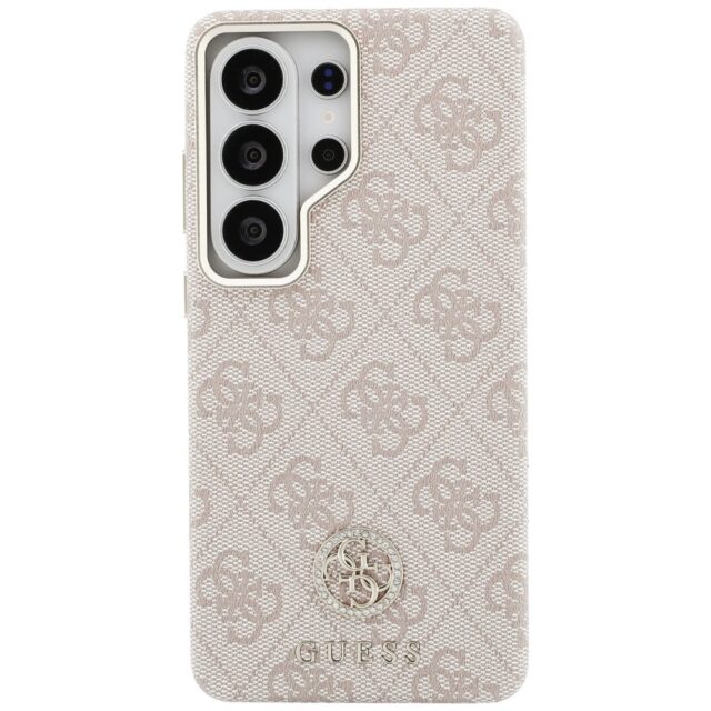 Guess PU Leather 4G Strass Logo Gold Frame Magnetic Zadní Kryt pro Samsung Galaxy S26 Ultra Pink - imagine 4